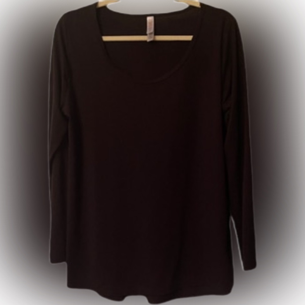 LuLaRoe Lynnae Long Sleeve Top Solid Black Size Large